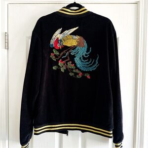 ZARA MAN RARE Winter Party Collection 2017 Embroidered Velour Bomber Men’s L